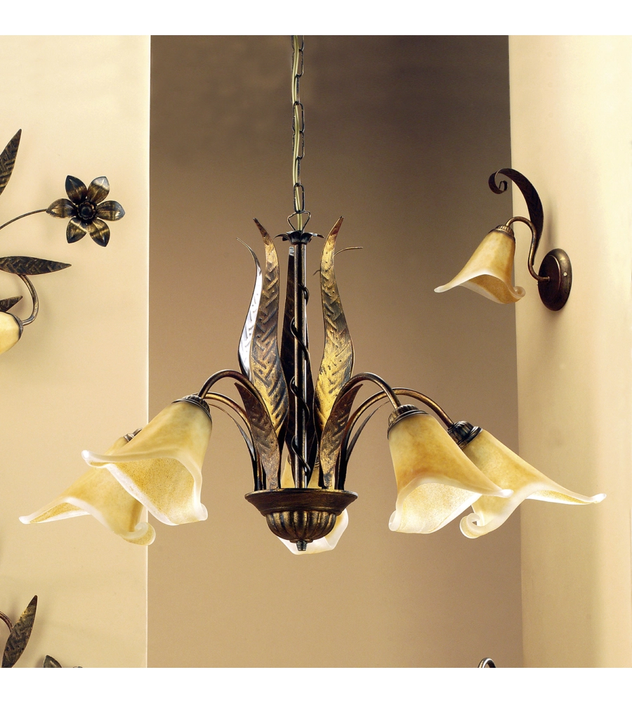 LAMPADARIO 5 LUCI ONLI "ALGA" BRONZO E14